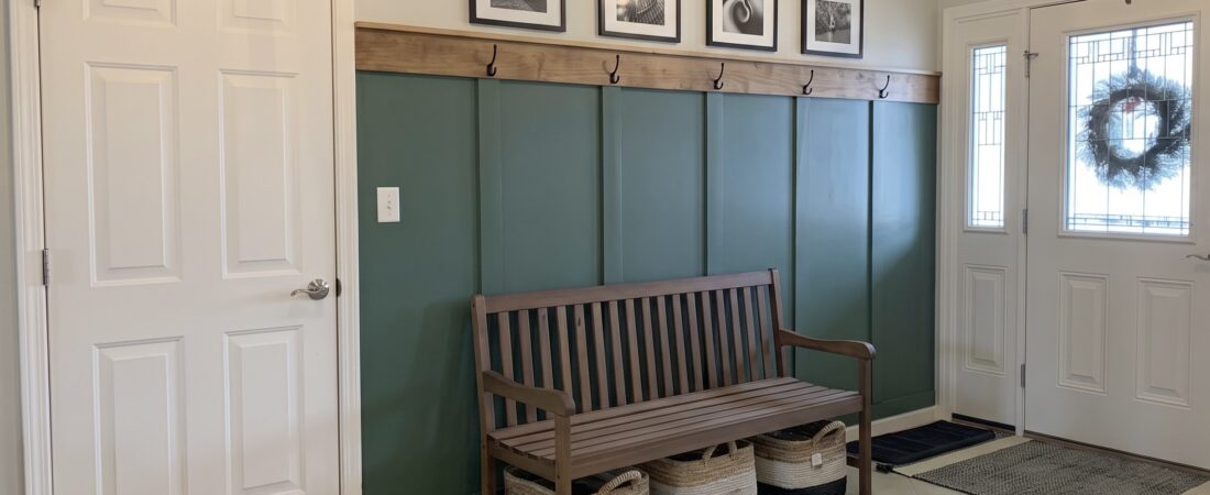 Small Entryway Makeover: Turning Our Builder Grade Entryway into a Functional Drop Zone!!